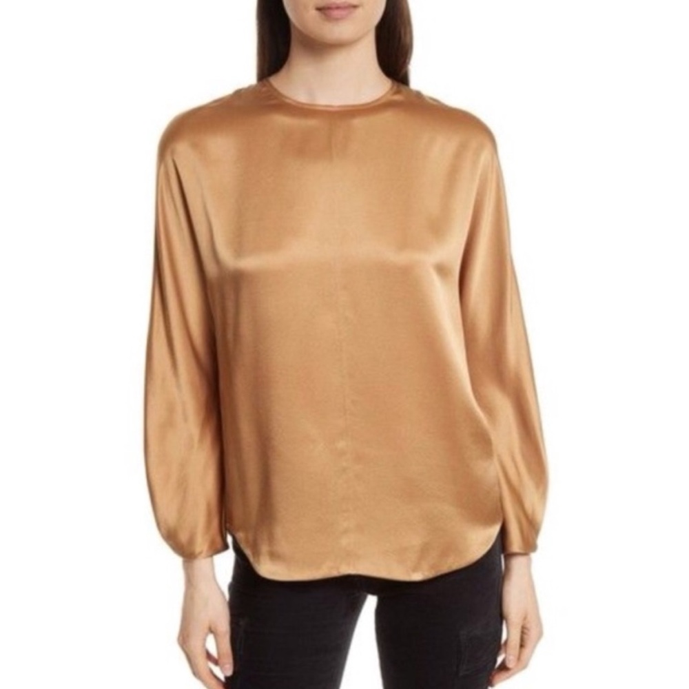 Vince Split Back Silk Blouse Size Medium New